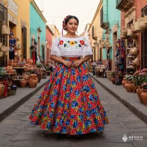 Mexican double circle practice skirt folklorico  39.5 in